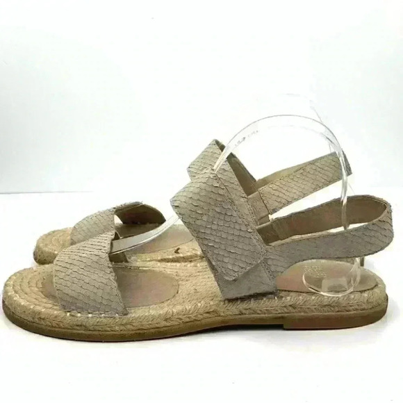 Eileen Fisher sandals size 10 taupe leather snakeskin embossed Espadrilles - Picture 5 of 12